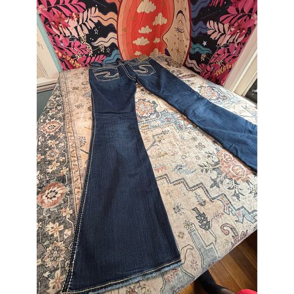 Silver Jeans Women's Bedazzled Flare Wide Leg Bootcut Jeans Size 30 X 33 - Picture 11 of 14